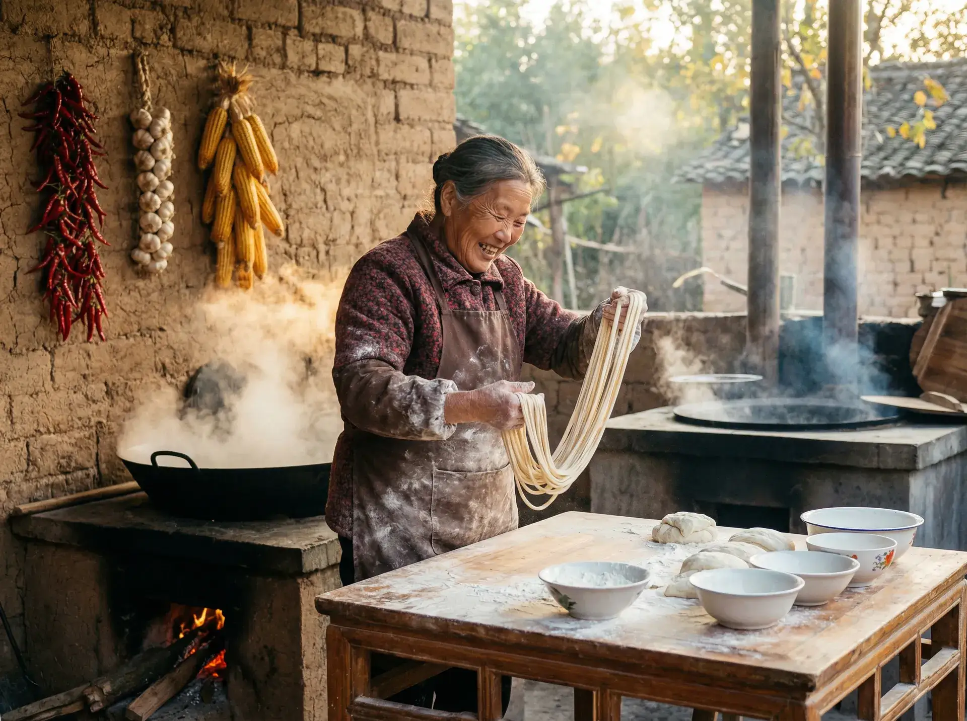 农家大嫂手擀面 - 斗罗大陆168 乡村美食
